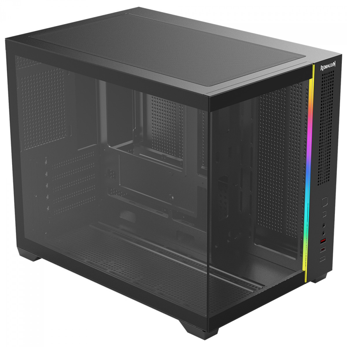 Gabinete Gamer Redragon Wideload Mini Lite, RGB, Mid Tower, Vidro Temperado, mATX, Sem Fan, Preto, CA-611B - Imagem 3