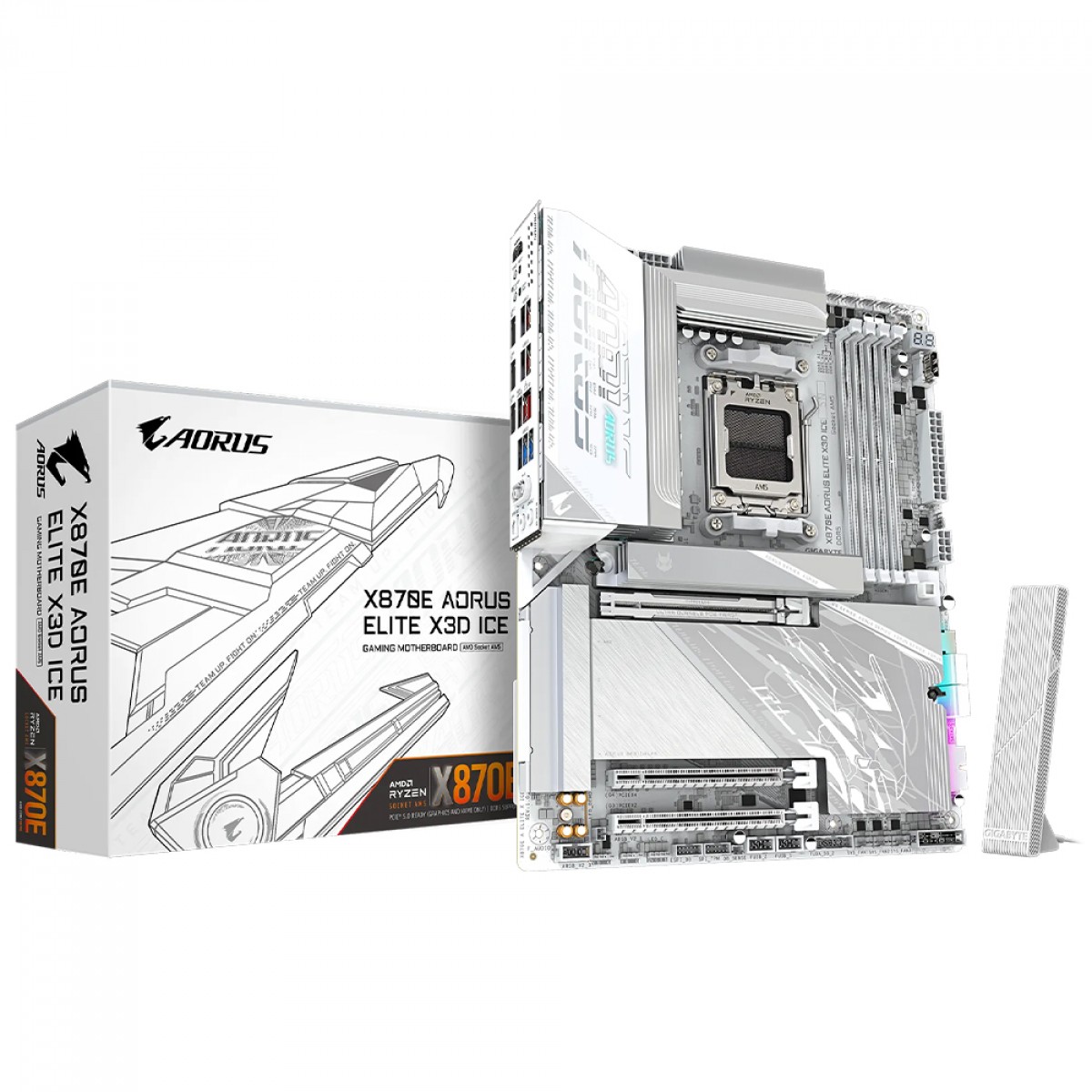 Placa Mãe Branca X870E AORUS ELITE X3D ICE WIFI 7 (AM5/4xDDR5/HDMI/DisplayPort/M.2/USB 4)