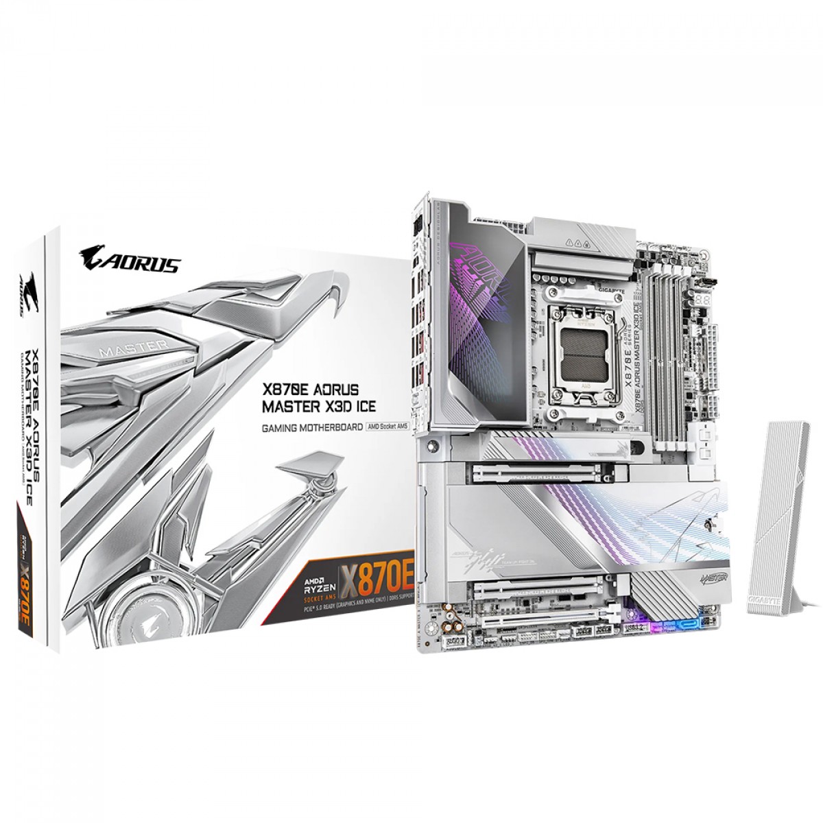 Placa Mãe Branca X870E AORUS MASTER X3D ICE WIFI 7 (AM5/4xDDR5/HDMI/DisplayPort/M.2/USB 4)