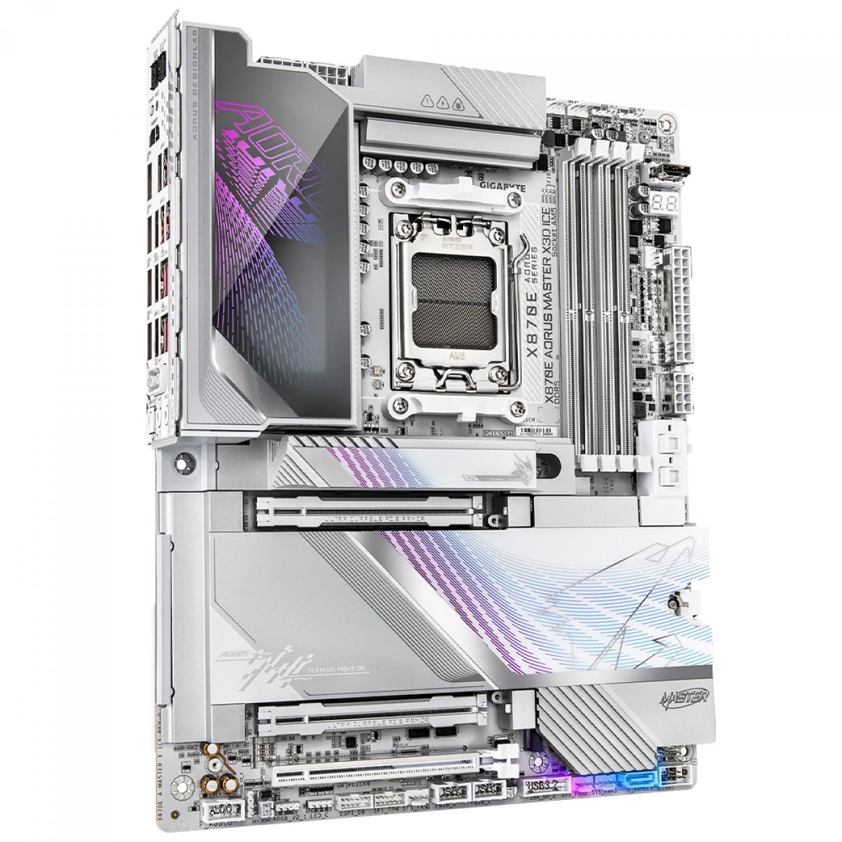 Placa Mãe Branca X870E AORUS MASTER X3D ICE WIFI 7 (AM5/4xDDR5/HDMI/DisplayPort/M.2/USB 4) - Imagem 3