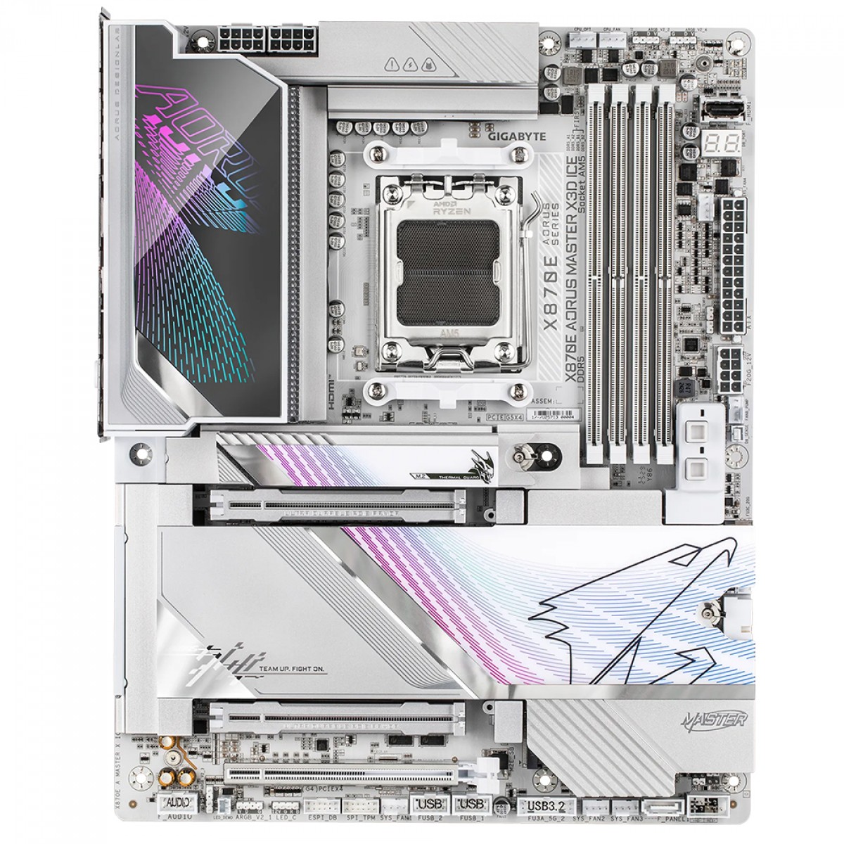 Placa Mãe Branca X870E AORUS MASTER X3D ICE WIFI 7 (AM5/4xDDR5/HDMI/DisplayPort/M.2/USB 4) - Imagem 2