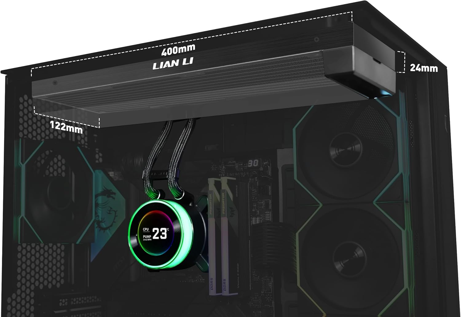 Water Cooler Lian Li Hydroshift II LDC-C 360N Preto Com Tela IPS Sem Fans GHS2LCD36B - Imagem 3