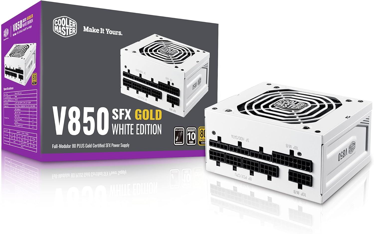 Fonte Cooler Master V850 SFX Gold, 850W, Full Modular, 80 Plus Gold, Branca + Cabo PCIe 5.1 12VHPWR - MPY-8501-SFHAGV-WW