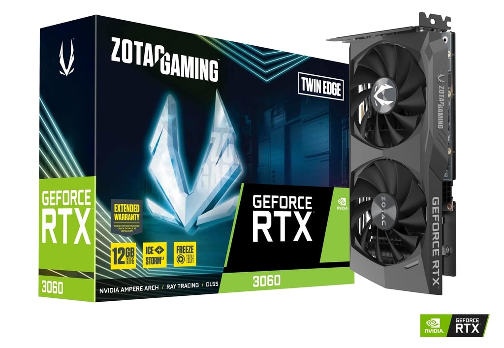 Placa de Vídeo RTX 3060 12GB Zotac Gaming GeForce Twin Edge, Metal Backplate GDDR6, Ray Tracing