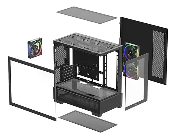 Gabinete Deepcool CG380, ARGB, Mini-Tower, Lateral de Vidro, Com 3 Fans, Preto, R-CG380-BKAGM3-G - Imagem 5