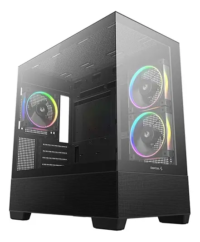 Gabinete Deepcool CG380, ARGB, Mini-Tower, Lateral de Vidro, Com 3 Fans, Preto, R-CG380-BKAGM3-G
