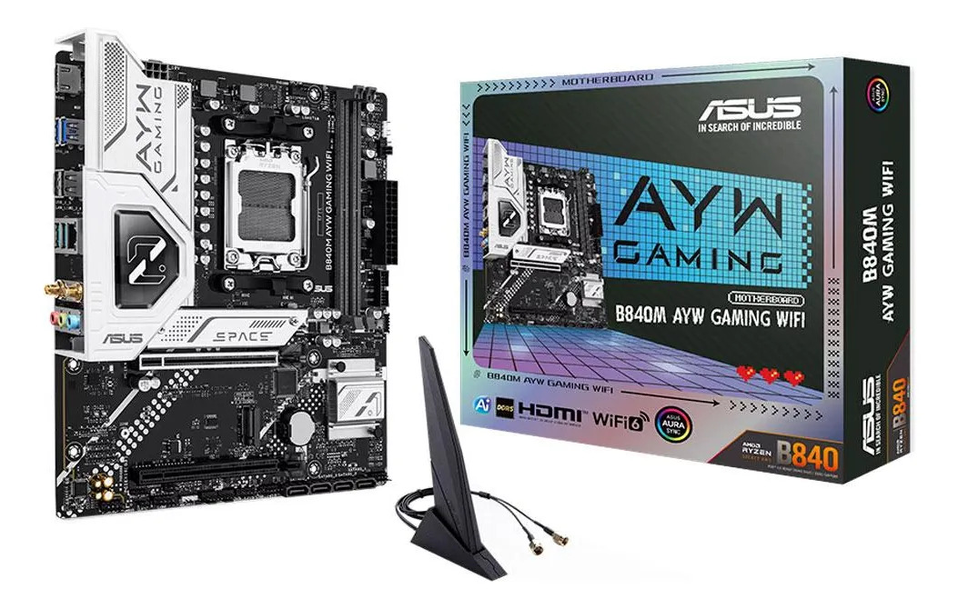 Placa Mãe AMD Asus B840M AYW Gaming WIFI e Bluetooth MicroATX DDR5 AM5