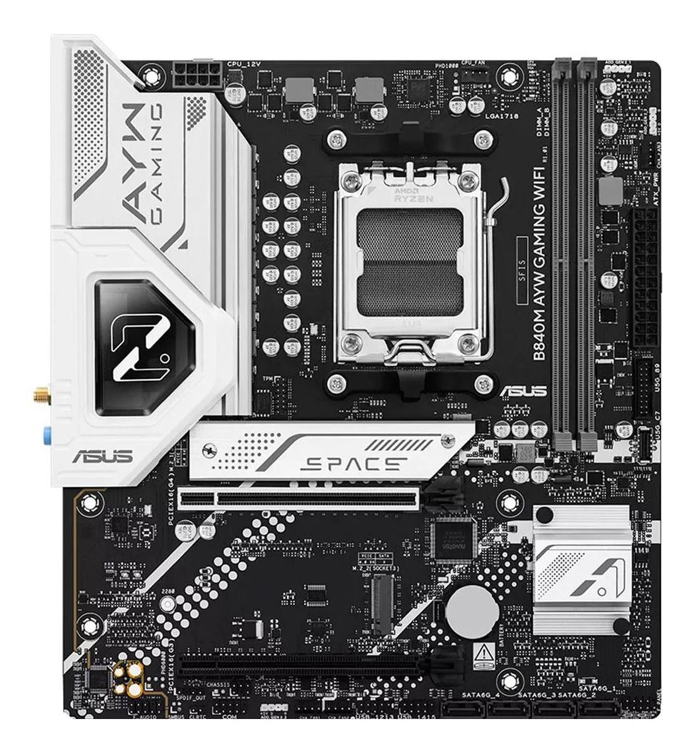Placa Mãe AMD Asus B840M AYW Gaming WIFI e Bluetooth MicroATX DDR5 AM5 - Imagem 2