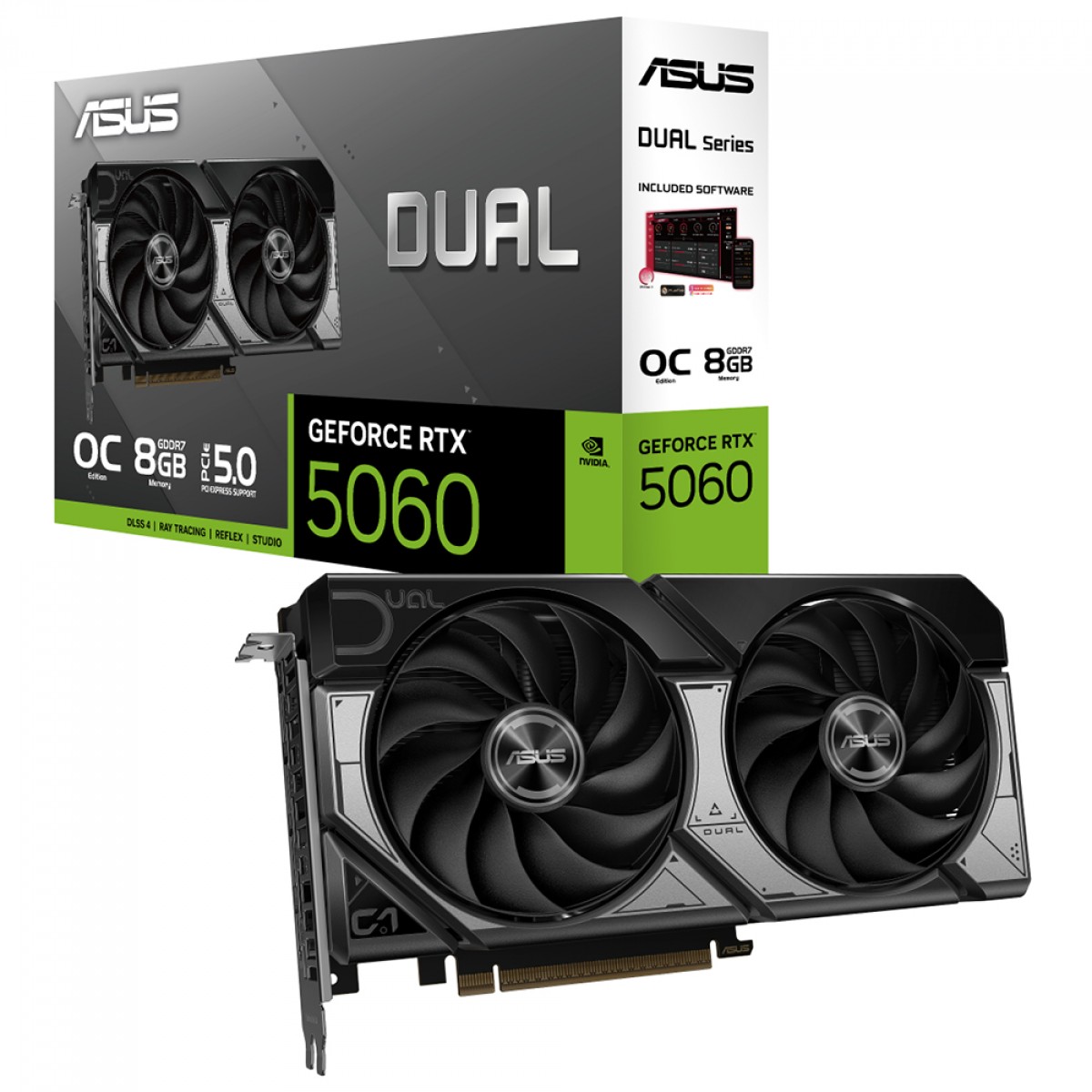 Placa de Vídeo RTX 5060 OC, 8GB Asus Dual NVIDIA GeForce, GDDR7, DLSS, Ray Tracing - Imagem 2