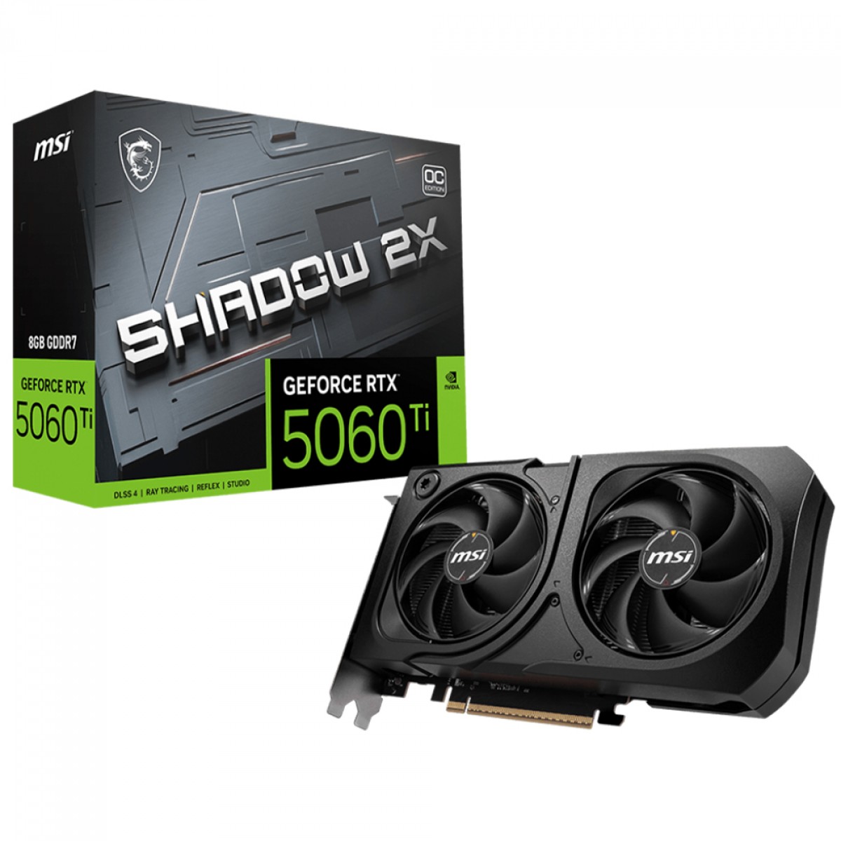 Placa de Vídeo RTX 5060 Ti MSI NVIDIA GeForce Shadow 2X OC Plus, 8GB, GDDR7, DLSS, Ray Tracing