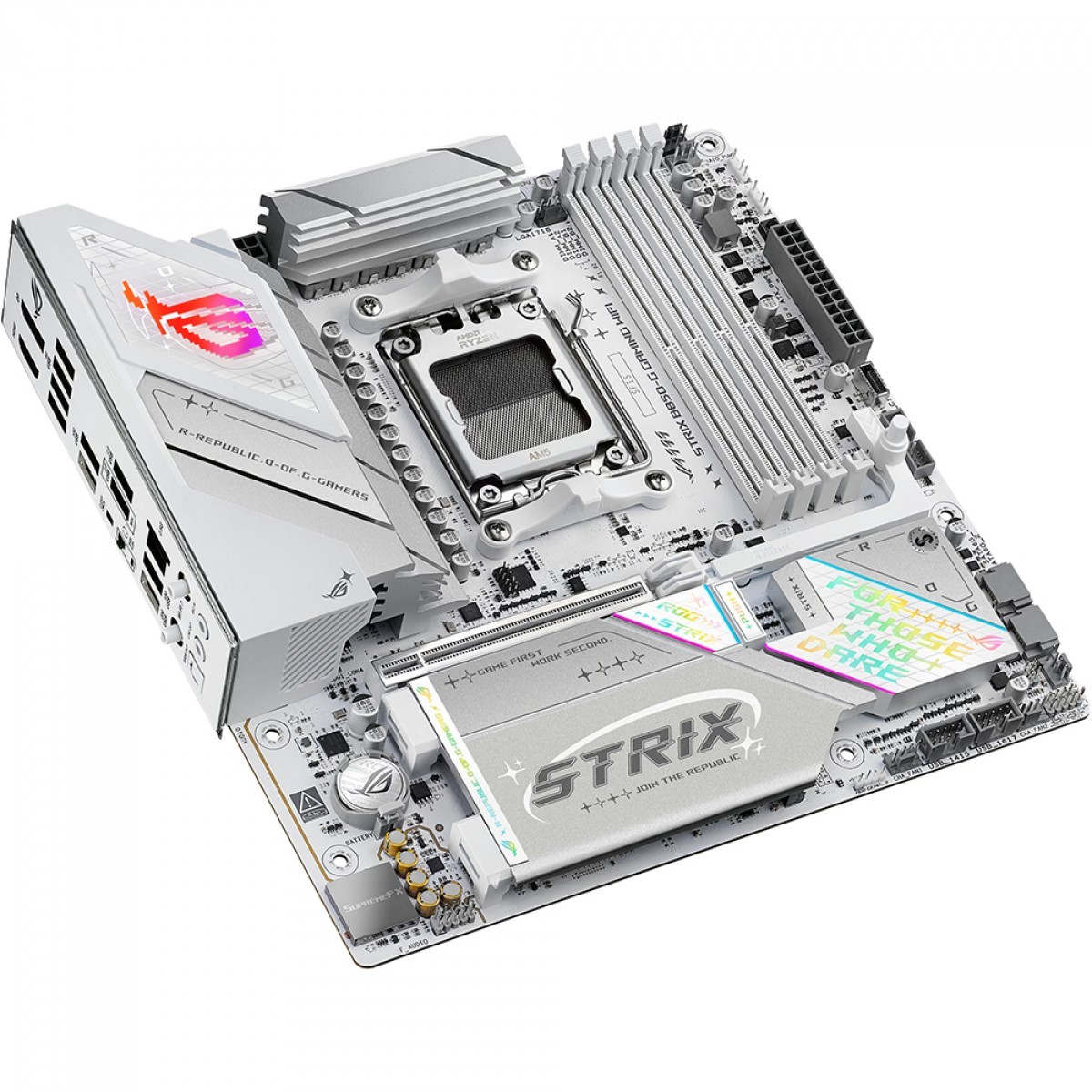 Placa Mãe Branca Asus Rog Strix B850-G GAMING WIFI e Bluetooth, AMD AM5, mATX, DDR5, 90MB1M30-M0EAY0 - Imagem 3