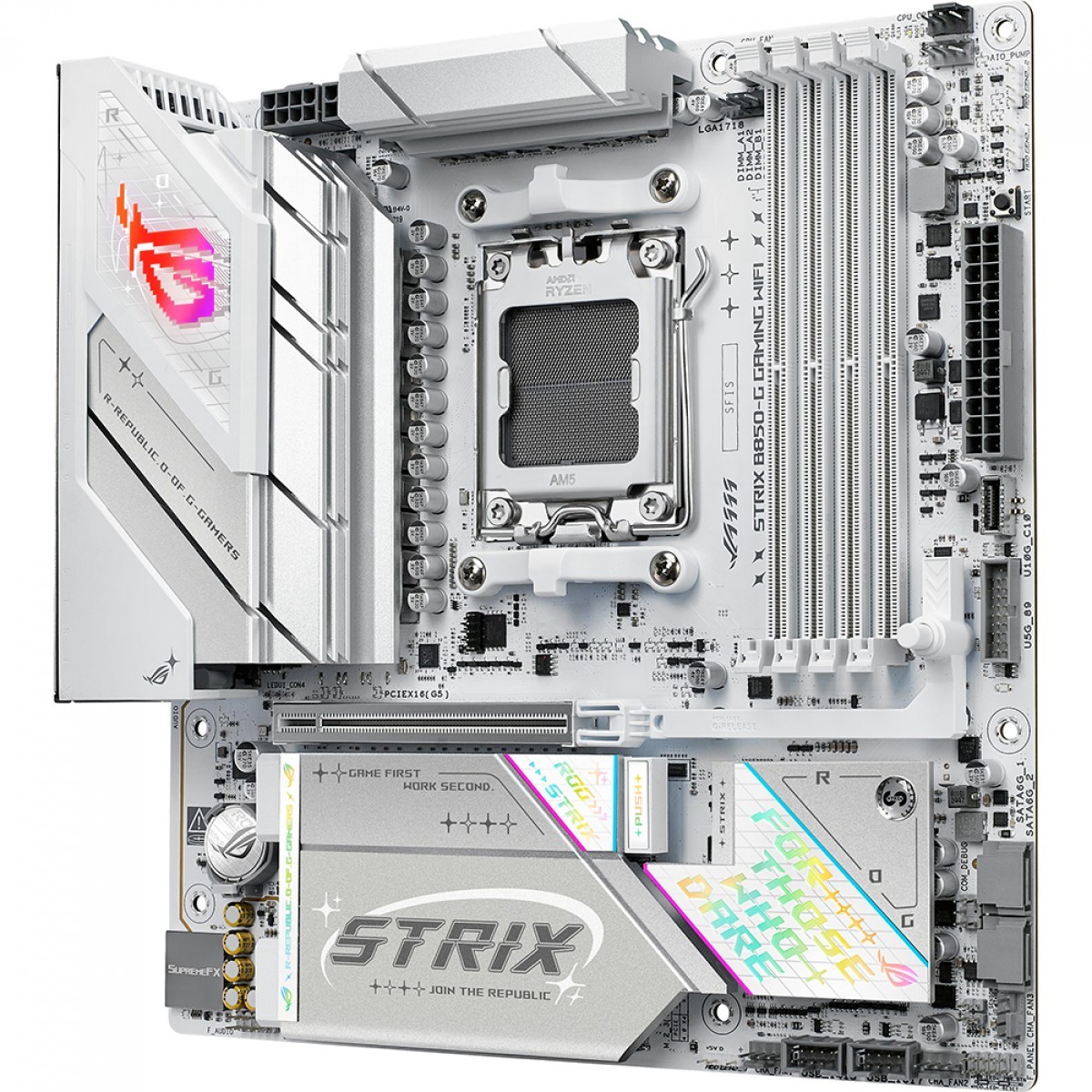 Placa Mãe Branca Asus Rog Strix B850-G GAMING WIFI e Bluetooth, AMD AM5, mATX, DDR5, 90MB1M30-M0EAY0 - Imagem 2