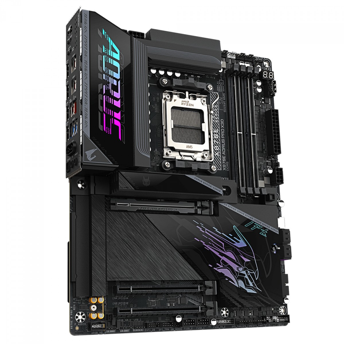 Placa Mãe X870E AORUS PRO X3D ICE, AMD AM5, ATX, DDR5, PCIe 5.0, Wi-Fi 7 e Bluetooth - Imagem 3